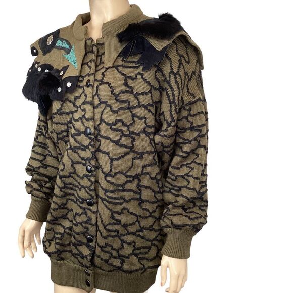 Vintage Andriano by i. Fatigati sweater medium Fur & leather accents fully lined - Picture 3 of 11